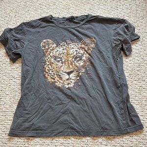 7 For All Mankind Gray Leopard Tee
